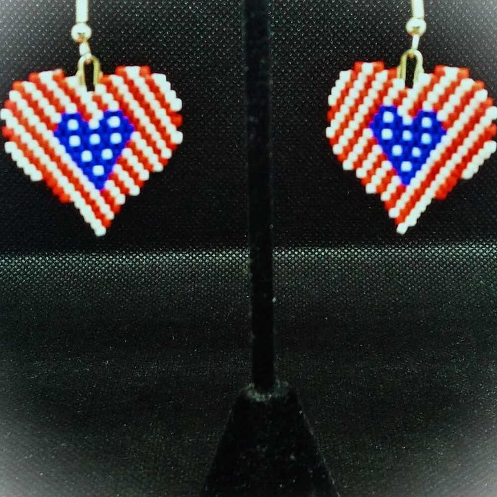 4th of July Heart Earrings